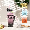 Itopfox 24 oz Insulated Stainless Steel Tumbler with Lid and Straw, Leak Proof Travel Mug, Reusable Thermal Coffee Cup, Gift For Women, Pink - 3 of 4