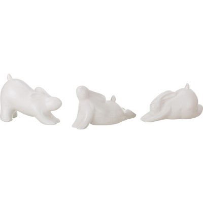 Transpac Dolomite Yoga Bunny Figurine Set of 3 for Spring Home Decor, Charming Decorative Objects for Easter and Seasonal Display