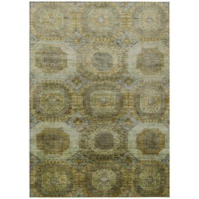 HomeRoots 10' X 14' Gold And Beige Medallion Washable Indoor Outdoor Area Rug