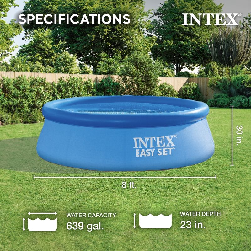 Intex 28110EH Easy Set 8 Foot x 30 Inch Round Inflatable Outdoor Backyard Above Ground Swimming Pool, 639 Gallons of Water, (Pool Only - No Pump)), 3 of 8