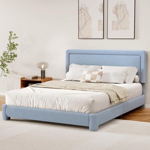 Vipbear Boucle Bed Frame,Upholstered Bed Frame With Headboard, Surface Cover Soft Cloud Bed Frame Easy Assembly, No Box Spring Required - 1 of 4