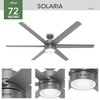 Hunter 72" Solaria Ceiling Fan Matte Silver Finish - Energy Efficient, Quiet Motor, Light Kit Included, Damp Rated - 2 of 4