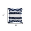 HomeRoots 20" Navy Blue And White Fabric Coastal Throw Pillow - 3 of 4