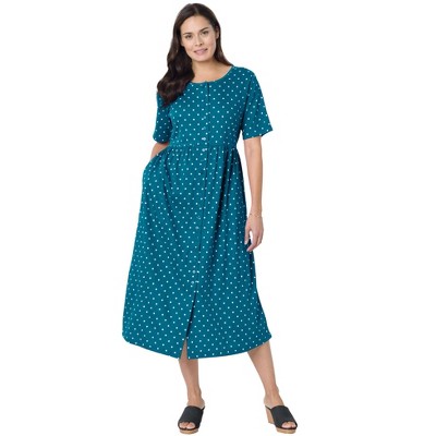 Woman Within Women's Plus Size Petite Button-Front Essential Dress