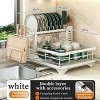 LunaLulinlk Dish Drying Rack- Space-Saving Dish Rack, Stainless Steel Kitchen Drying Rack with a Cutlery Holder,12''W x 17''L, White - 3 of 4