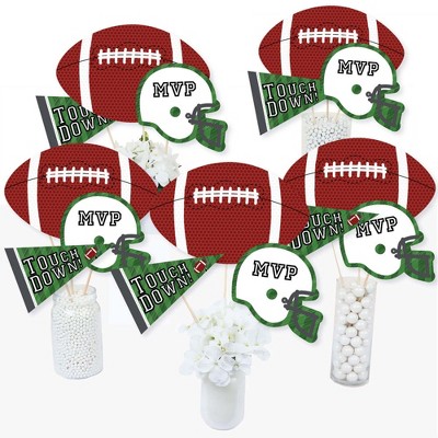 Big Dot of Happiness End Zone - Football - Baby Shower or Birthday Party Centerpiece Sticks - Table Toppers - Set of 15