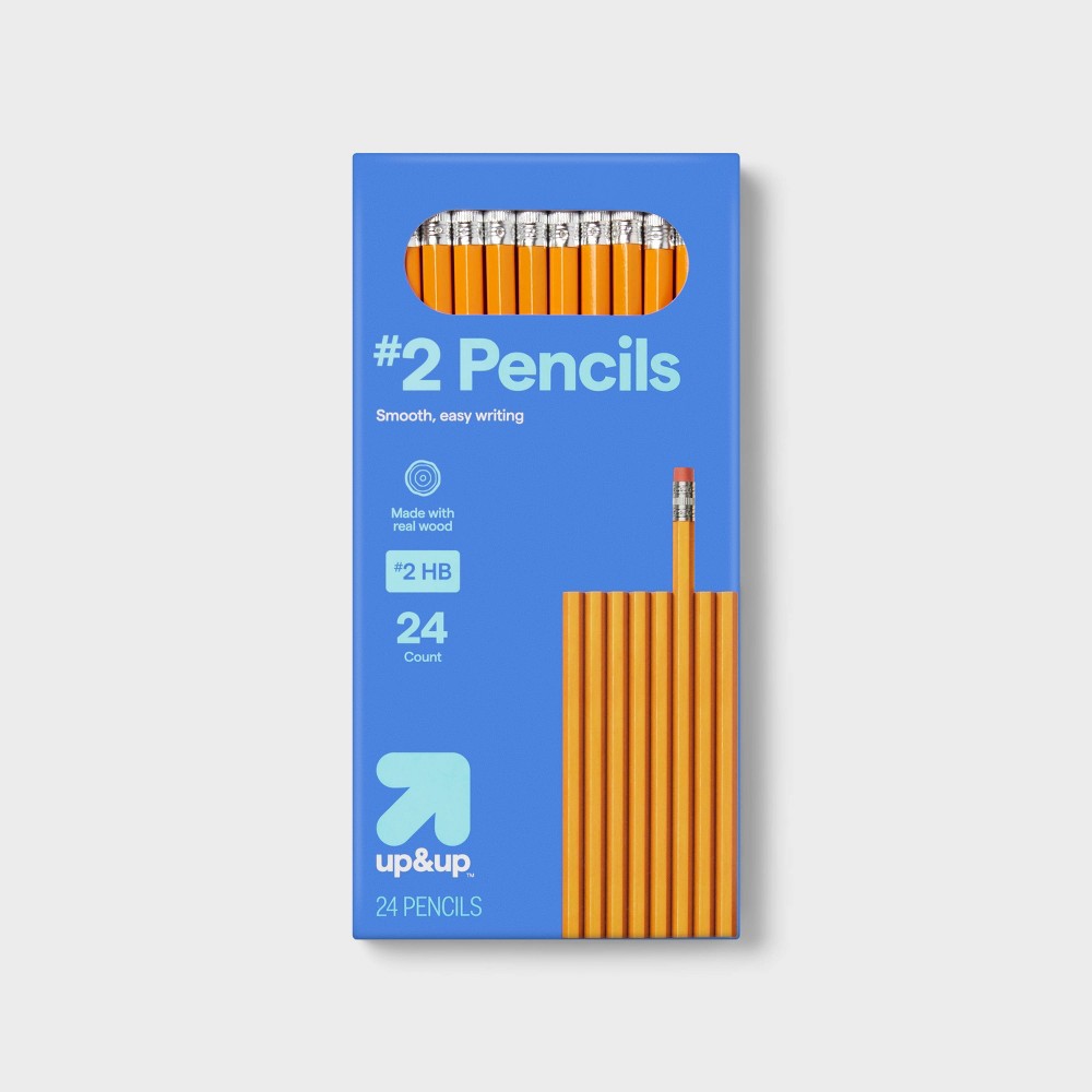 #2 Wood Pencils 24ct - up&up™: School Supplies, No. 2 Wooden Drawing Pencils, Erasable, 2.05mm Point, Ages 3+
