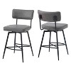 HDZNVF Set of 2 Retro Swivel Counter Stools, Grey PU - 2 of 4
