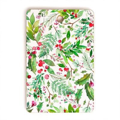 Ninola Design Christmas Nature Botanical Cutting Board Rectangle -Deny Designs
