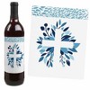 Big Dot of Happiness Baptism Blue Elegant Cross - Boy Religious Party Decorations for Women and Men - Wine Bottle Label Stickers - Set of 4 - 3 of 4
