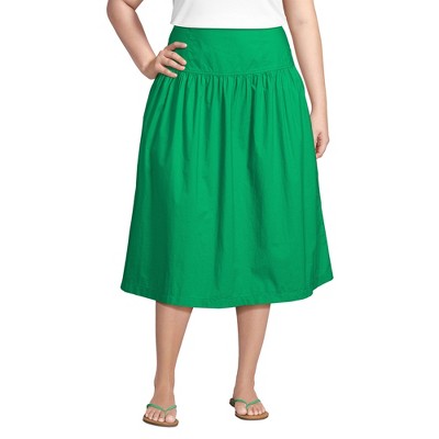 Lands' End Women's Poplin Drop Waist Midi Skirt