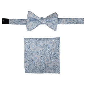 Men's Paisley 2.75" x 4.75" Adjustable 16" - 20" Freestyle Self Tie with Hankie Set - 1 of 4