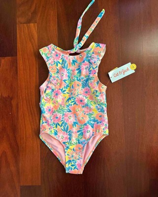 Girls' Tropical Charm Leaf Printed One Piece Rash Guard Swimsuit - Cat &  Jack™ XS