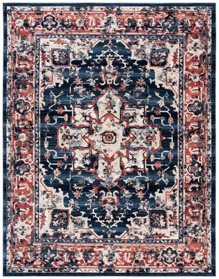 Charleston Navy and Red Synthetic 8' x 10' Area Rug
