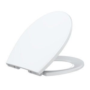 Toilet Seat, Soft Close Toilet Seat - Round PP Material, Quick-Release, Stable Hinge, Easy Clean & Install, White (Fits Round/Elongated Toilets) - 1 of 4