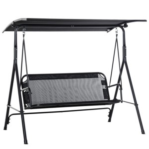 Syemin Patio Chair with Canopy, Seats 2 Adults Loveseat Bench with Adjustable Tilt Canopy, Armrests for Backyard, Garden, Black, 67.75"*43.25"*61" - 1 of 4