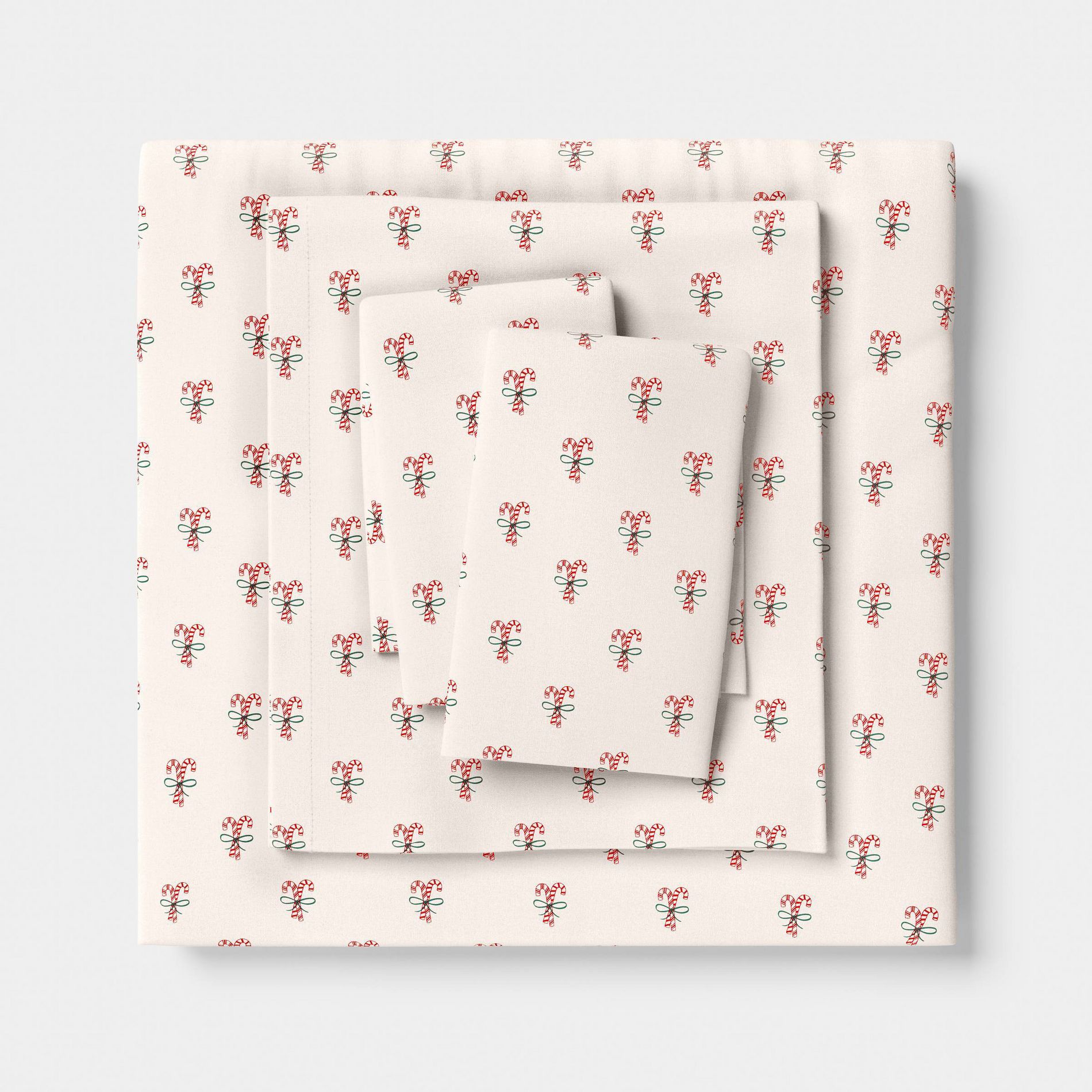 Queen Christmas Holiday Flannel Sheet Set Candy Canes - Wondershop™