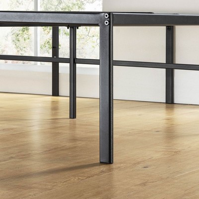 King Black Metal Platform Bed Frame with Slats