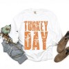 Turkey Day Block Distressed - Women's Garment Dyed Long Sleeve Graphic T-Shirt - 2 of 4