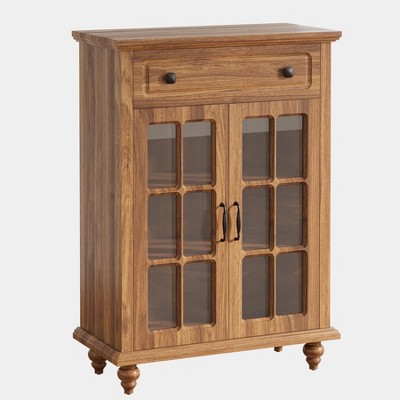 Tribesigns Wooden Shoe Cabinet, Shoe Storage Cabinet with Drawer & Adjustable Shelves, Shoe Organizer with Acrylic Doors & Solid Wood Legs