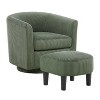 Green Swivel Accent Chair 360° Comfy Recliner Corduroy Arm Chair Single Sofa with Ottoman for Living Room Bedroom - 3 of 4