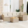 vidaXL Garden Sofa Set Beige PE Rattan, Powder-Coated Steel, Acacia Wood - 2 of 4
