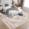 Coolmee Vintage Area Rug Irregular Medallion Ultra-Thin Non Slip Floral Print Indoor Carpet for Living Room Dining Room Home Office - 4 of 4