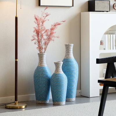 Floor Standing Vases Set of 3, PVC Decorative Floor Vase, 28/24/20 Inch Oversized Flower Vases for Fireplace Office, Hallway Corner Standing Vases