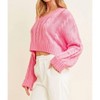 Women's Cable Knitted Crop Sweater - Cloud Ten - 3 of 3