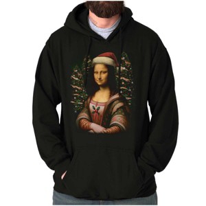 Christmas Mona Lisa Santa Claus Hoodie Sweatshirt Women Men Brisco Brands - 1 of 4