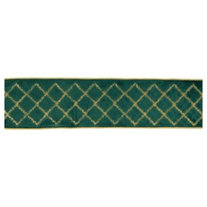 Green w/Gold Lattice Ribbon 4" x 5 Yds. - 1 of 2