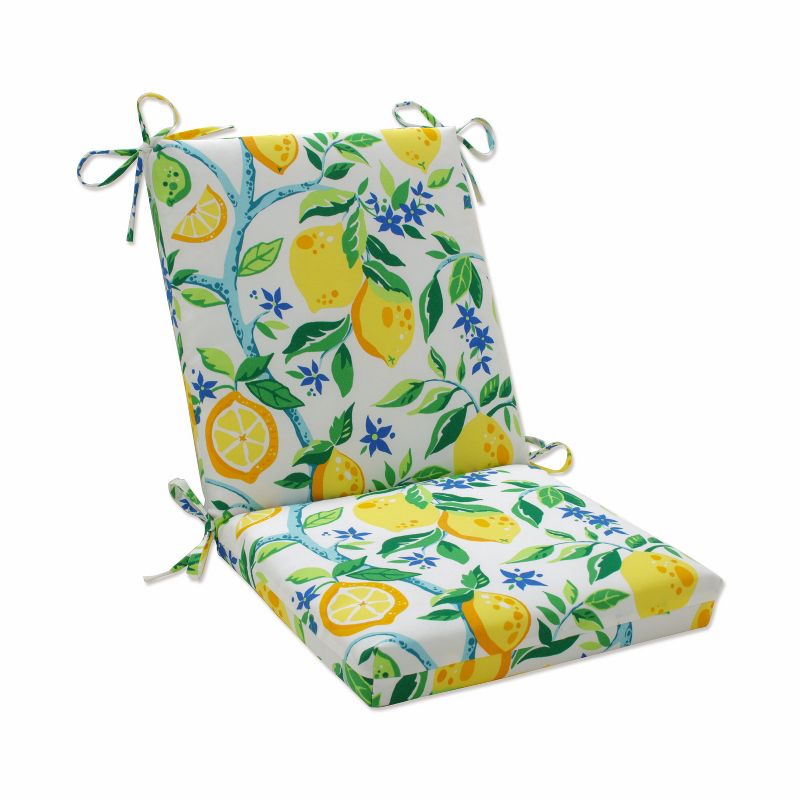 36.5&#34; x 18&#34; Outdoor/Indoor Squared Chair Pad Lemon Tree Yellow - Pillow Perfect, 1 of 6