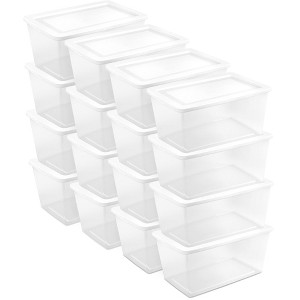 Sterilite Storage Box, Stackable Tote, Clear Plastic Container with Secure Snapping Lids for Home and Office Organization - 1 of 4