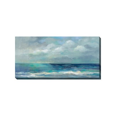 Cottage Garden West of The Wind Blue ON Blue Colorful 48 x 24 Inch Waterproof Gallery Wrapped Canvas, Outdoor Garden, Yard, Patio All Weather Hanging