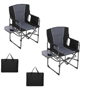 2 Pack Camping Directors Chair with Side Table Pocket, Portable