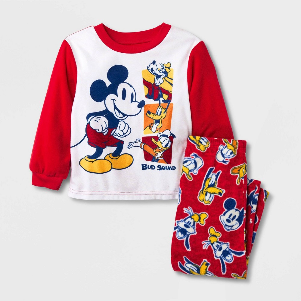 Toddler Boys' 2pc Mickey Mouse & Friends Fleece Pajama Set - Red 4T