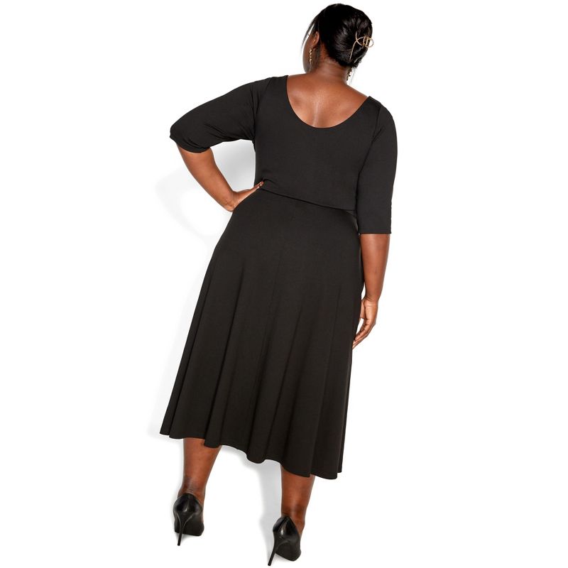 Women's Plus Size Cute Girl Elbow Sleeve Dress - black | CITY CHIC, 3 of 6