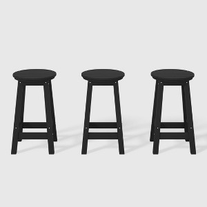 WestinTrends Malibu 24" All Weather Hdpe Outdoor Patio Round Backless Counter Stool (Set of 3) - 1 of 4