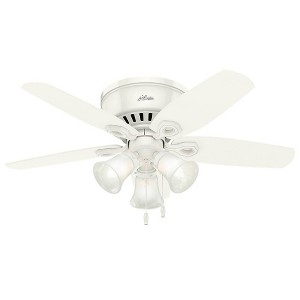 42" Builder Low Profile Ceiling Fan (Includes LED Light Bulb) White - Hunter Fan: 5-Blade, Reversible Motor, Flush Mount - 1 of 4