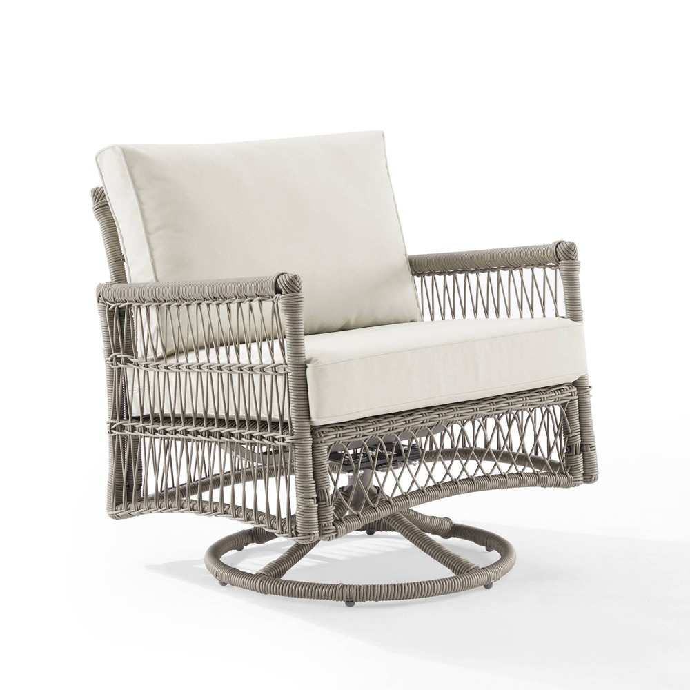 Photos - Garden Furniture Crosley Thatcher Outdoor Steel Swivel Rocking Chair Creme/Driftwood  