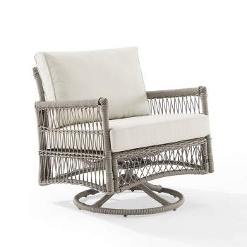 Thatcher Outdoor Steel Swivel Rocking Chair Creme/Driftwood - Crosley
