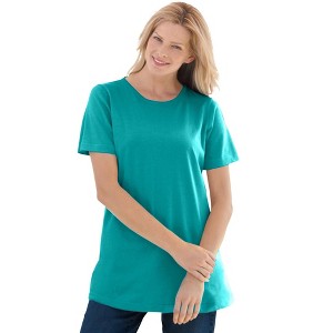 Woman Within Plus Size Perfect Short-Sleeve Crewneck Tee - 1 of 4