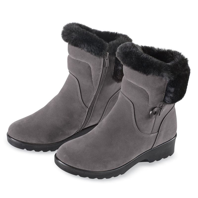 Collections Etc Faux Fur Trim Ice Gripperboots, 1 of 6