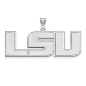 Black Bow Jewelry Sterling Silver Louisiana State Fighting Tigers NCAA Extra Large Pendant - 1 of 3