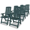 vidaXL Set of 6 Green Plastic Reclining Patio Chairs with Adjustable Positions - Durable Weather-Resistant Outdoor Garden/Patio Relaxation Seats - 2 of 4