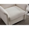 Lyngins Swivel Accent Chair with Wood Base,Upholstered Swivel Reading Chair with Curved Armrest,Linen Sofa Chair for Bedroom,Living Room - 4 of 4