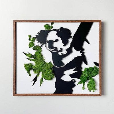 PAGED Eco-Friendly Preserved Moss Metal Wall Art for Living Room, Iron Frame Sculpture Framed Wall Art, Low-Maintenance Wall Decor for Nurseries