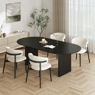 SpassWay 30"H Oval Wood Dining Table Kitchen Table Conference Table with Double Pedestal