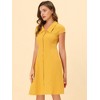 Allegra K Women's Short Sleeve Cotton Work Collar Midi Button Down A Line Dresses - 4 of 4