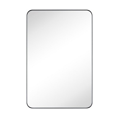 Large Rectangular Black Metal Framed Bathroom Vanity Mirror